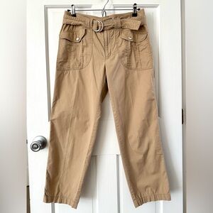 Lauren Ralph Lauren Women's Tan Belted Utility Chinos Crop Pants Safari Size 6